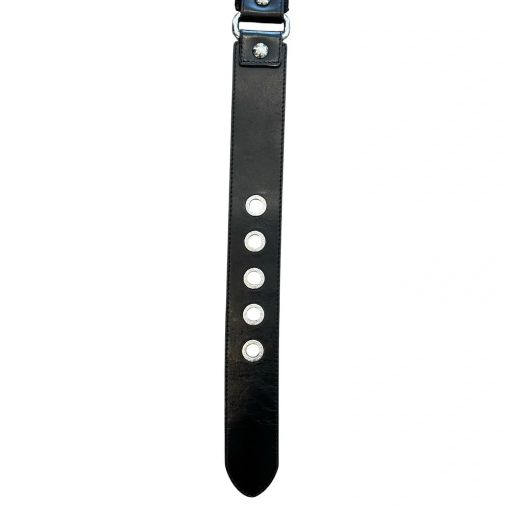 Armani Exchange Chunky Leather Elastic 1.5 in Women's Belt Black Silver 40‎ in.